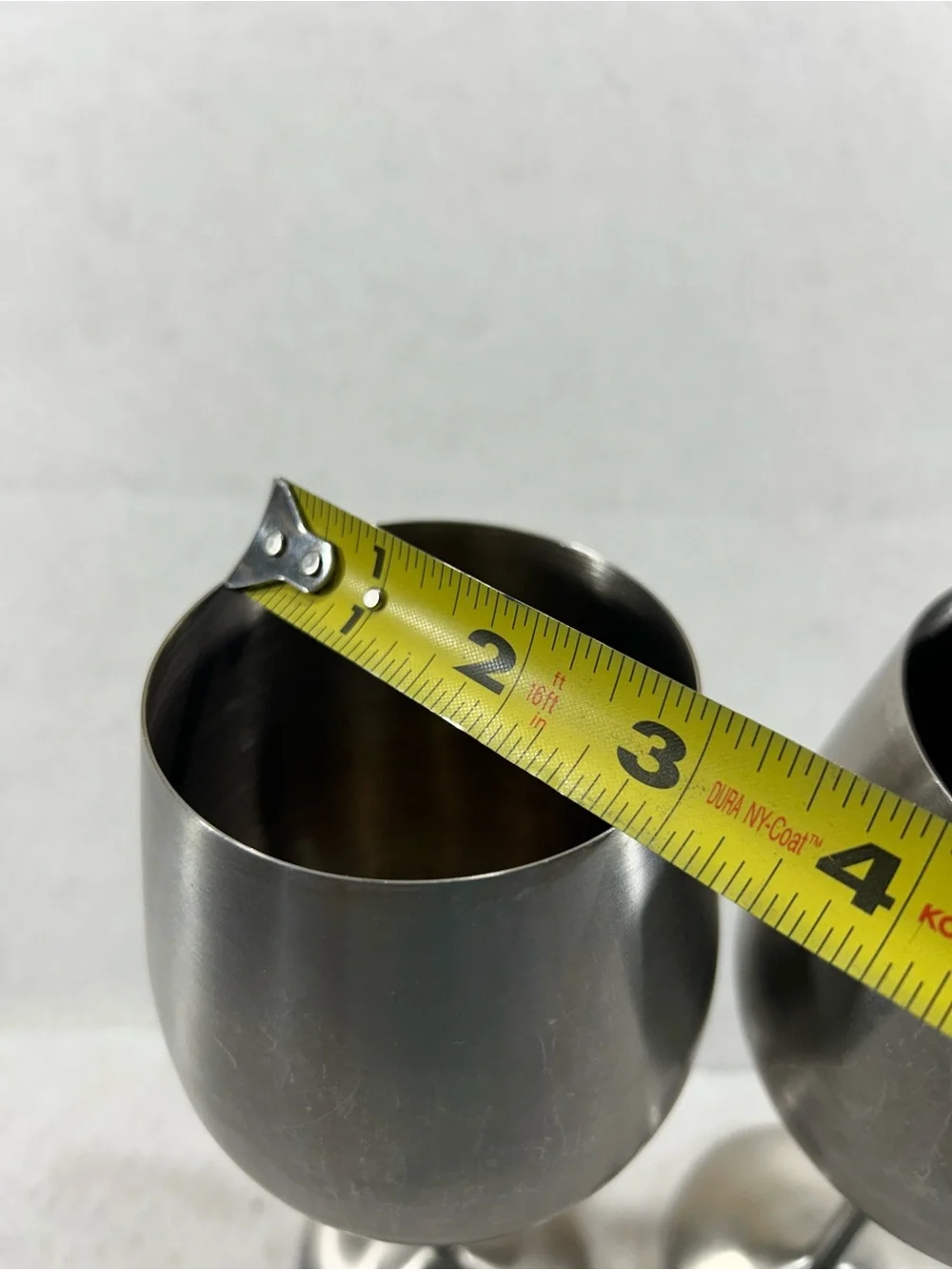 Stainless Steel Wine Goblets Stemmed Silver Metal Glasses Set of 2